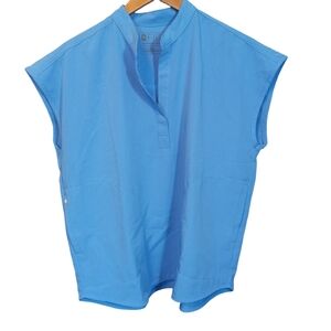 Figs Rafaela Oversized Mock Collar Scrub Top Ceil Blue Size Small